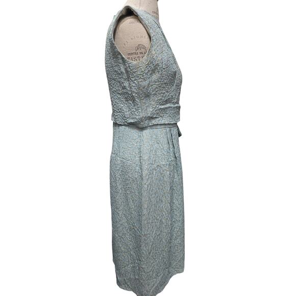 Vintage Ardley New York Brocade Rosette Formal Dress, Teal & Gold - Picture 6 of 11